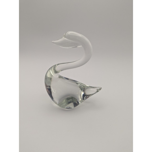 Vintage Clear Glass Swan Figurine Paperweight Elegant Tabletop Decor Accent - Picture 7 of 13